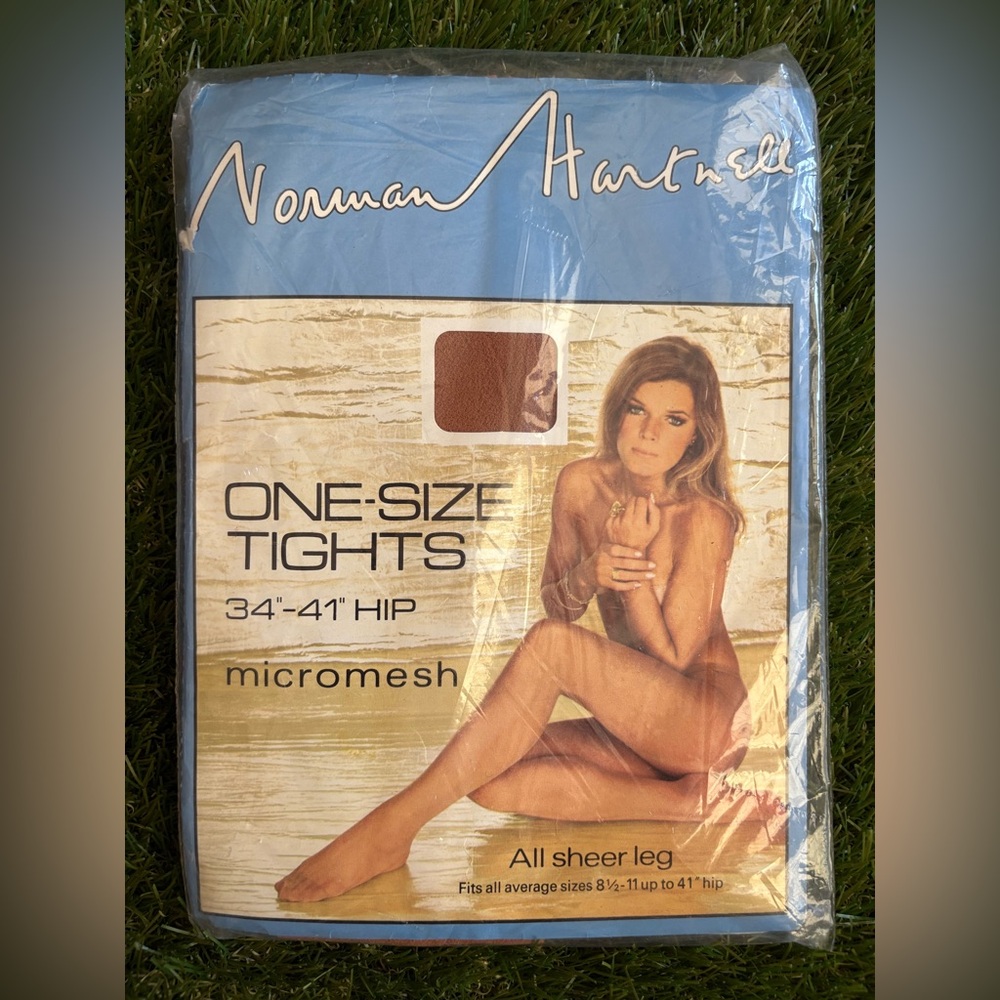 Vintage Norman Hartnell Sheer Micromesh Tights Pantyhose All Sheer Leg  O/S